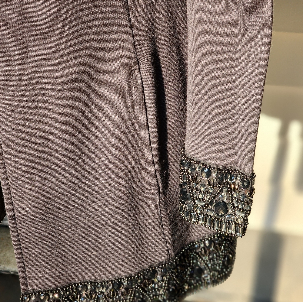 St. John Couture Gray Beaded Jacket w Single Closure Size 2